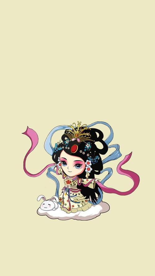 可爱q版京剧脸谱人物手机壁纸推荐
