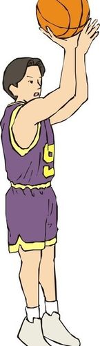 手绘正要投篮的篮球队员
