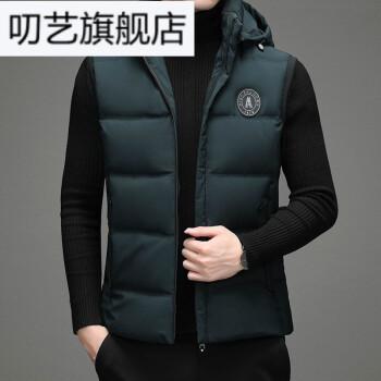 比音黑色勒芬秋冬季新款羽绒马甲男加厚保暖外穿坎肩短款连帽羽绒背心