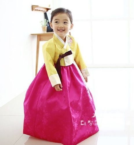 出租韩国原装进口面料/周岁小公主韩服/朝鲜族女孩锻料韩服