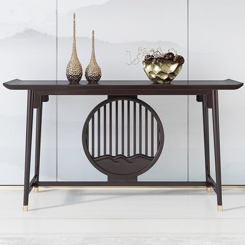 新中式实木条案 现代中式简约禅意翘头入户玄关摆台 隔断装饰供桌