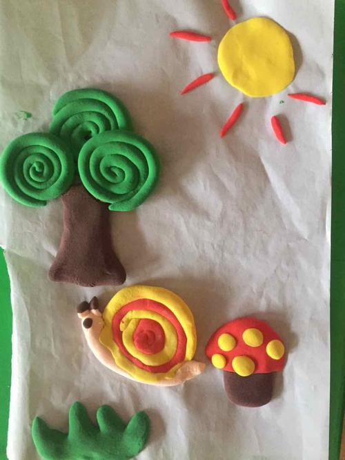 橡皮泥制作春天的图画