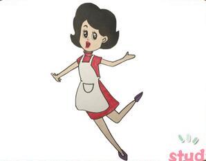 新版围裙妈妈简笔画