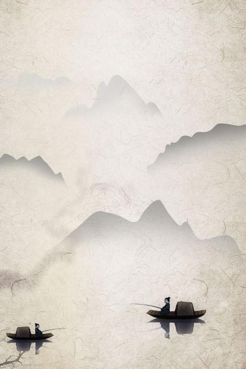 复古水墨山水工笔画背景素材