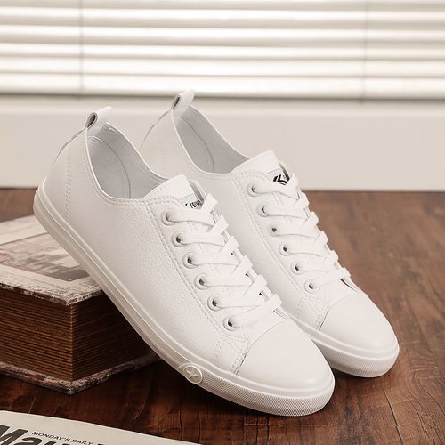 学生韩版男鞋百搭小白鞋男韩版休闲白色皮面板鞋帆布