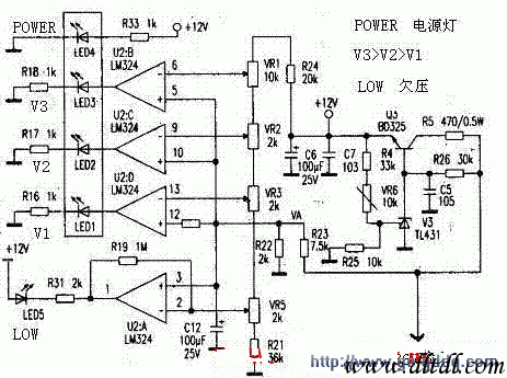 用lm324的电动车上的电量指示电路