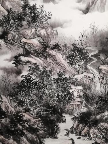张贤山水画,包手绘,工艺品.