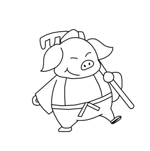 卡通猪八戒的简笔画怎么画