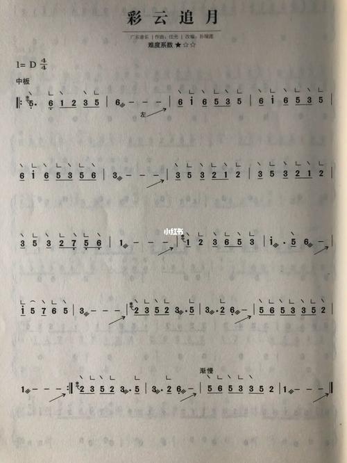 古筝曲谱分享 新手入门《彩云追月》_古筝_新手_演奏