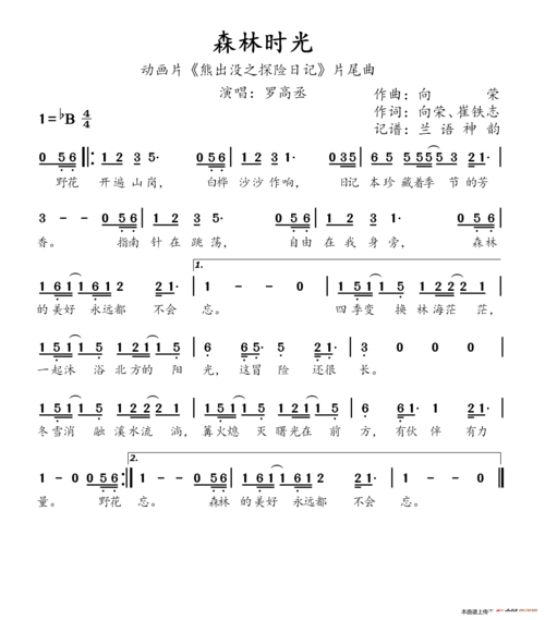 森林时光 动画片 熊出没之探险日记 片尾曲