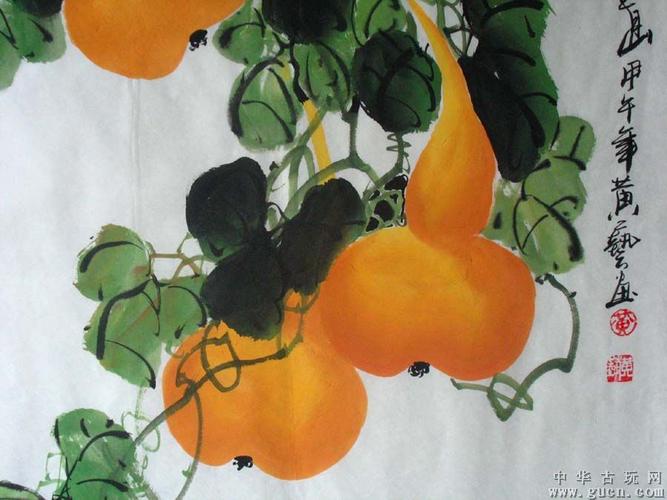 实力画家黄艺三尺斗方葫芦(福禄图)1607