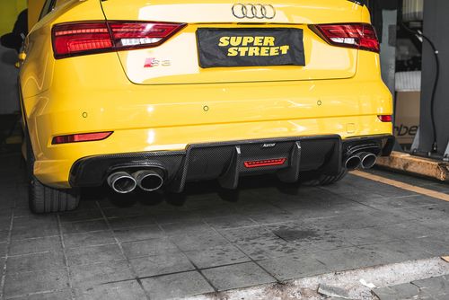 奥迪s3改装卡布尔karbel碳纤维带灯后唇尾翼