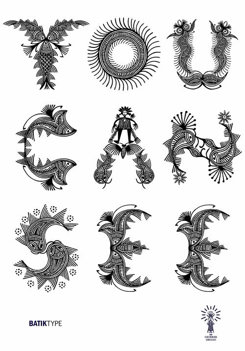 batiktype/苗族蜡染西文字体试验
