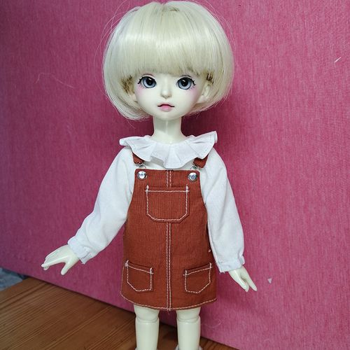 33材料包背带裙褶领衫小布娃衣6分bjd娃衣教程纸样制作