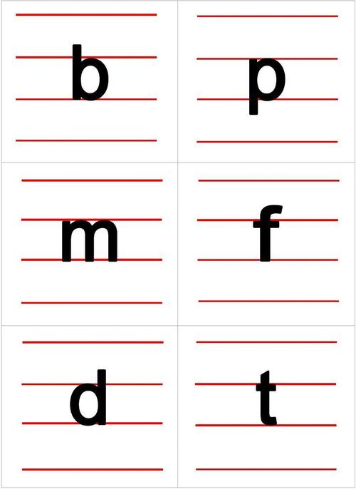 小学汉语拼音字母表卡片(四线格版)
