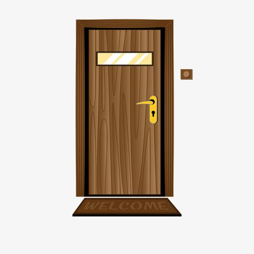 卡通手绘 门 木门 防盗 木头纹理