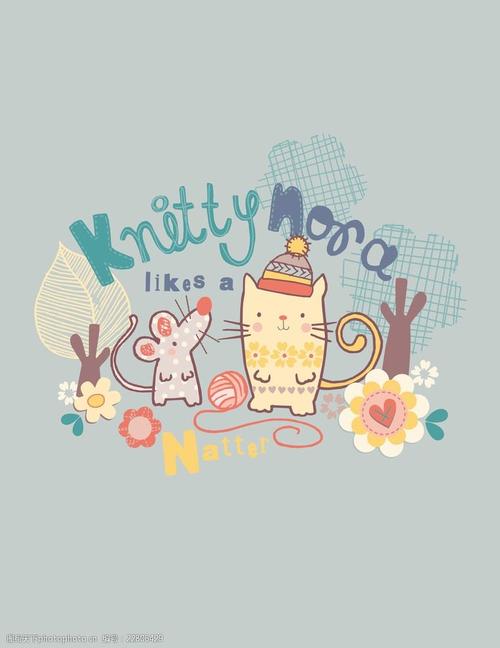 矢量卡通动物印花图案