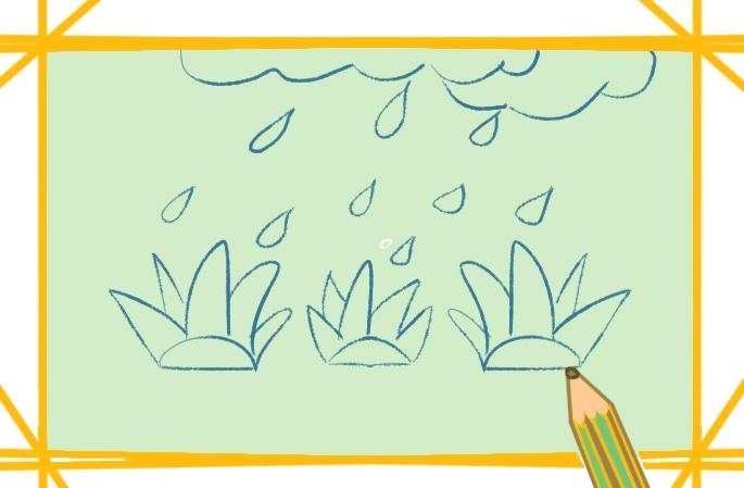 简单的下雨天简笔画步骤下雨天简笔画作品彩色图片