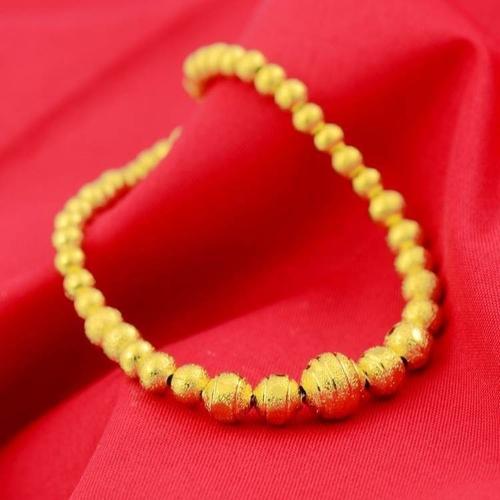 时尚手饰黄铜镀24k金磨砂转运珠车花佛珠手链沙金手链带延长链