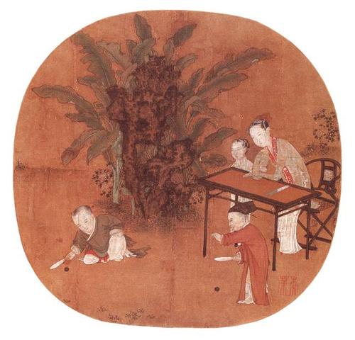 南宋牟益《捣衣图》中的圈椅.圈椅在宋代称为"栲栳样".