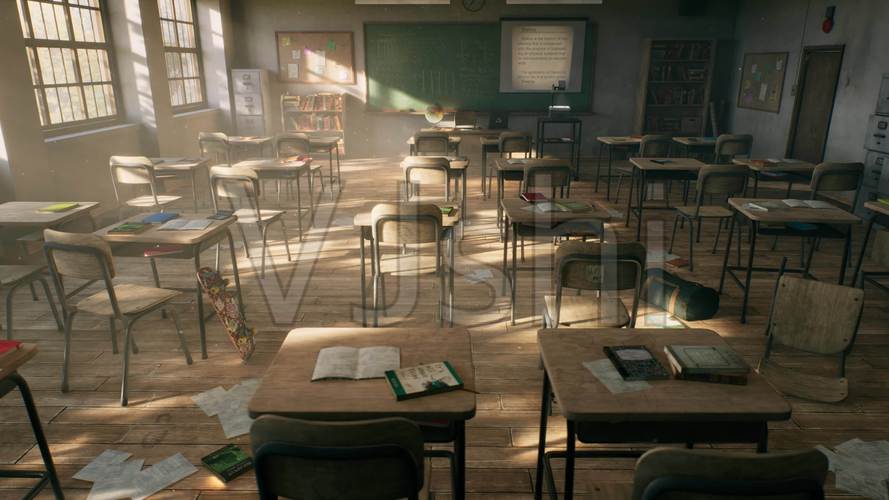 原创制作学校教室怀旧时光