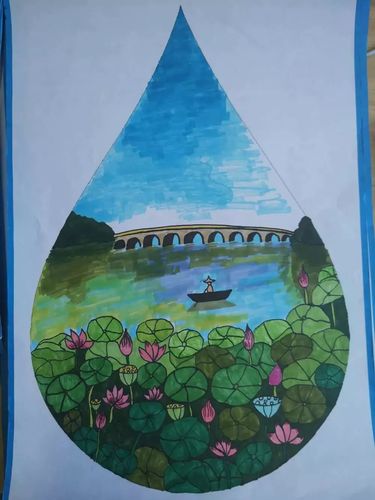 民主路小学献礼新中国70华诞共护美丽家乡河湖绘画作品展