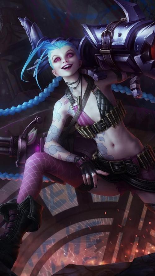 【壁纸】分享一波英雄联盟—金克丝高清手机壁纸!有人物解说哦!