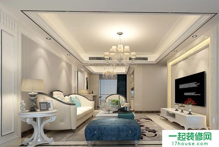 现代简约四居室客厅吊顶装修效果图