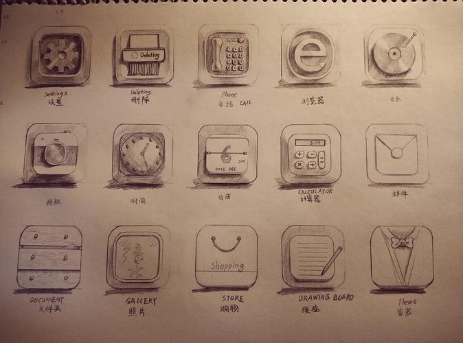 手机图标手绘