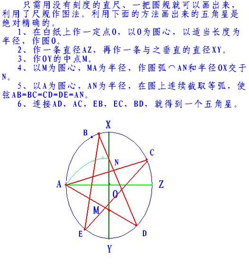怎么用圆规和尺子做出一个五角星?