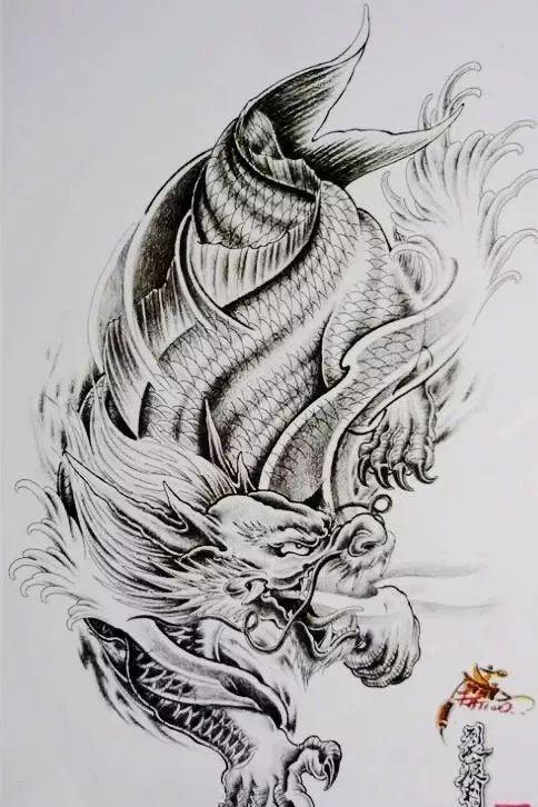 纹身| 鳌鱼纹身手稿素材