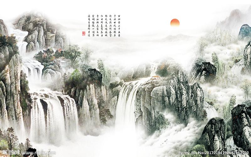 高清山水画素材(不分层)图片