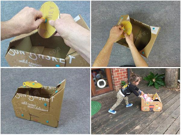 diy儿童玩具makedo纸箱小推车 - 废物利用手工diy小