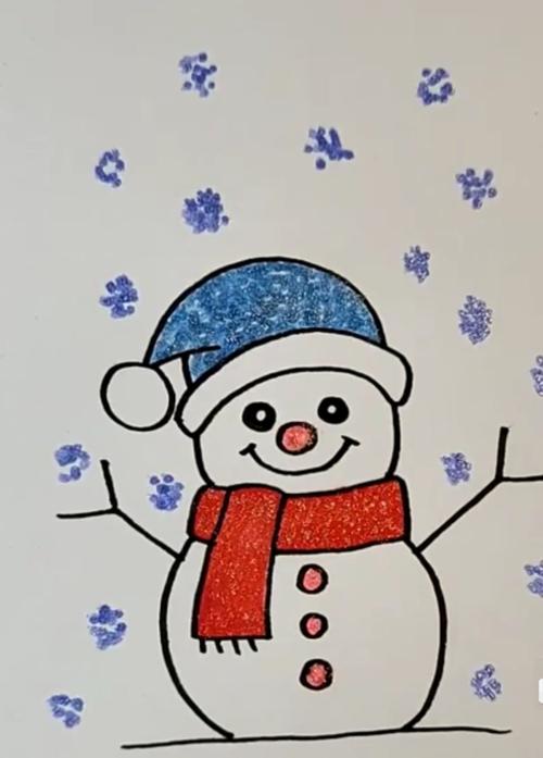 莲花池幼儿园中三班冬天绘画活动——快乐的雪人