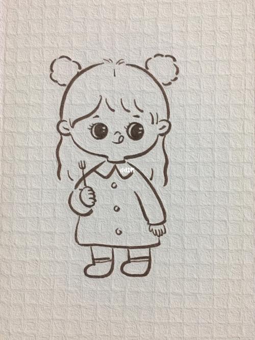 可爱简笔画 小女孩//附线稿_简笔画_线稿_教程_简笔画