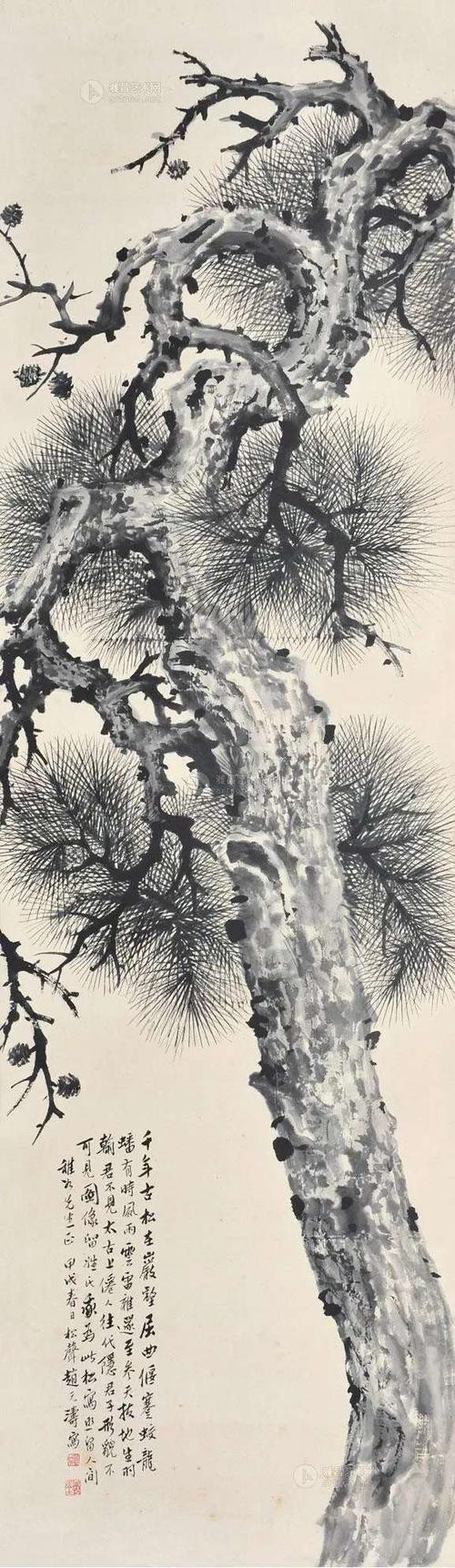 古今名家国画《古松图》欣赏