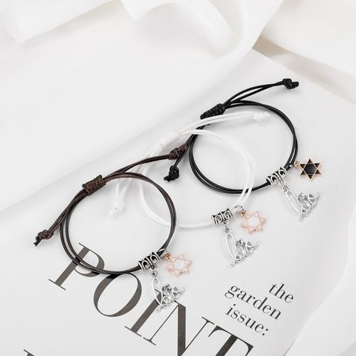 购客日韩三人闺蜜手链女友谊手环3人款四叶草星星便宜学生好朋友手饰