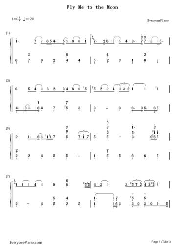 fly me to the moon-bart howard numbered musical notation preview