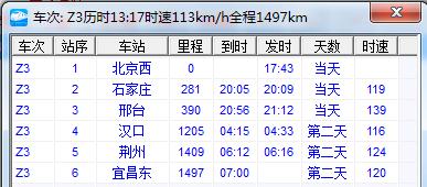 北京西至汉口火车站z3次列车经过多少站?要多长时间?