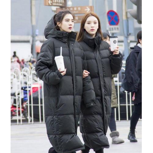 时尚羽绒服女2021新款港风高端2022年爆款网红加厚冬季白鸭绒长款