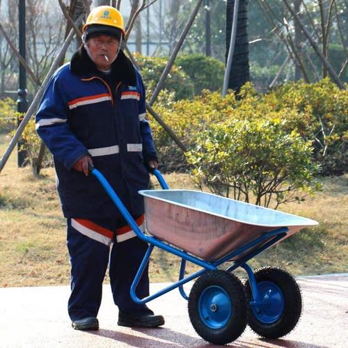 家柏饰corated独轮小推车工地农用沙泥土建筑翻斗垃圾搬运货花园人力