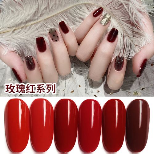 指甲油大红_甲油胶2019新色红色大红中国红复古红玫瑰红光疗胶美甲店