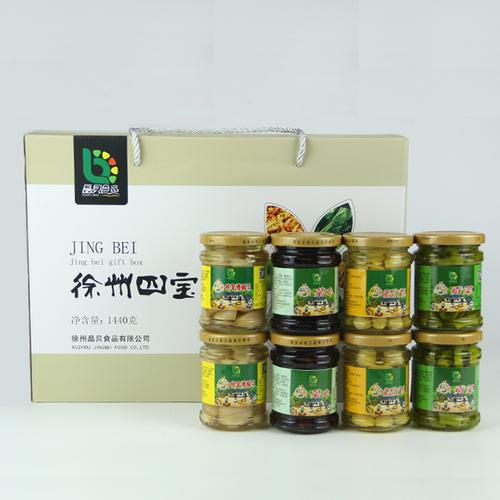 百珍堂徐州特产 晶贝四宝 银杏仁罐头 贡菜 糖蒜 菜心
