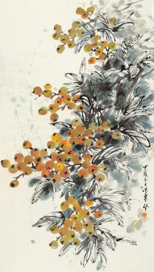 0356甲戌1994年作枇杷镜心设色纸本