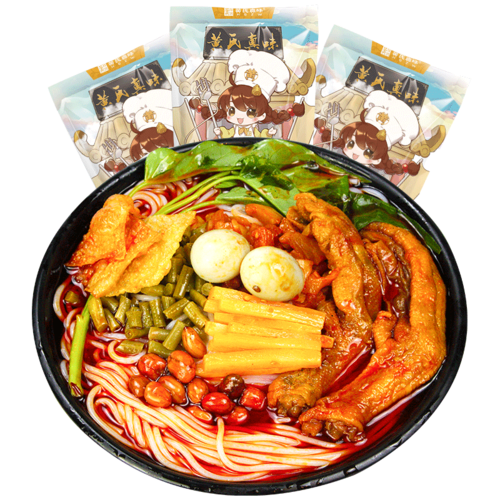 黄氏真味豪华版螺蛳粉,新加入鸭爪,鹌鹑蛋,螺蛳肉等配料,口感更加独特