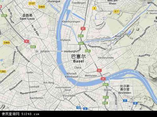 巴塞尔乡村地形地图