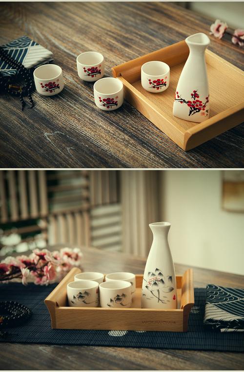 日本清酒酒具套装陶瓷日式白酒酒具套装古风烈酒杯酒壶酒杯一口杯封后
