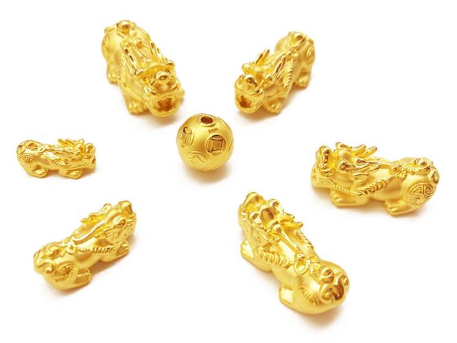 999足金3d硬金黄金貔貅转运珠手链招财纳福辟邪 路路通 项链 吊坠