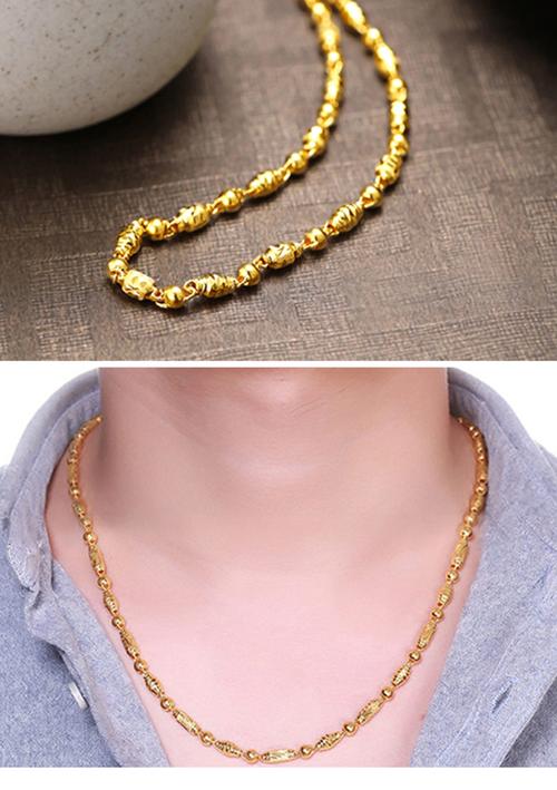 金世喜kimshixi999足金圆珠橄榄珠男女士项链黄金项链霸气显大显粗