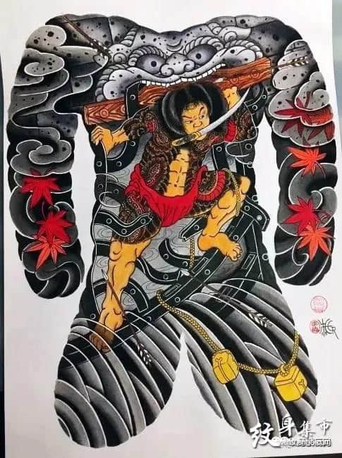 满背张顺破水门纹身,张顺破水门纹身手稿,张顺破水门纹身手稿图案